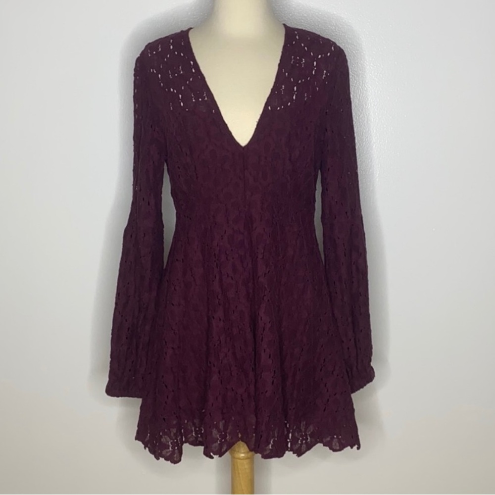Free People Plunging V Neck Boho Dress 4